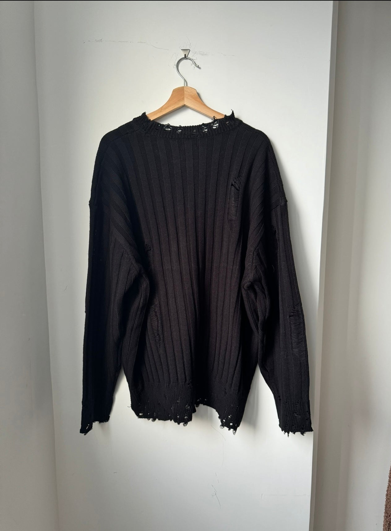 [Grange Style ! ] Destory Knitted Sweater - Black