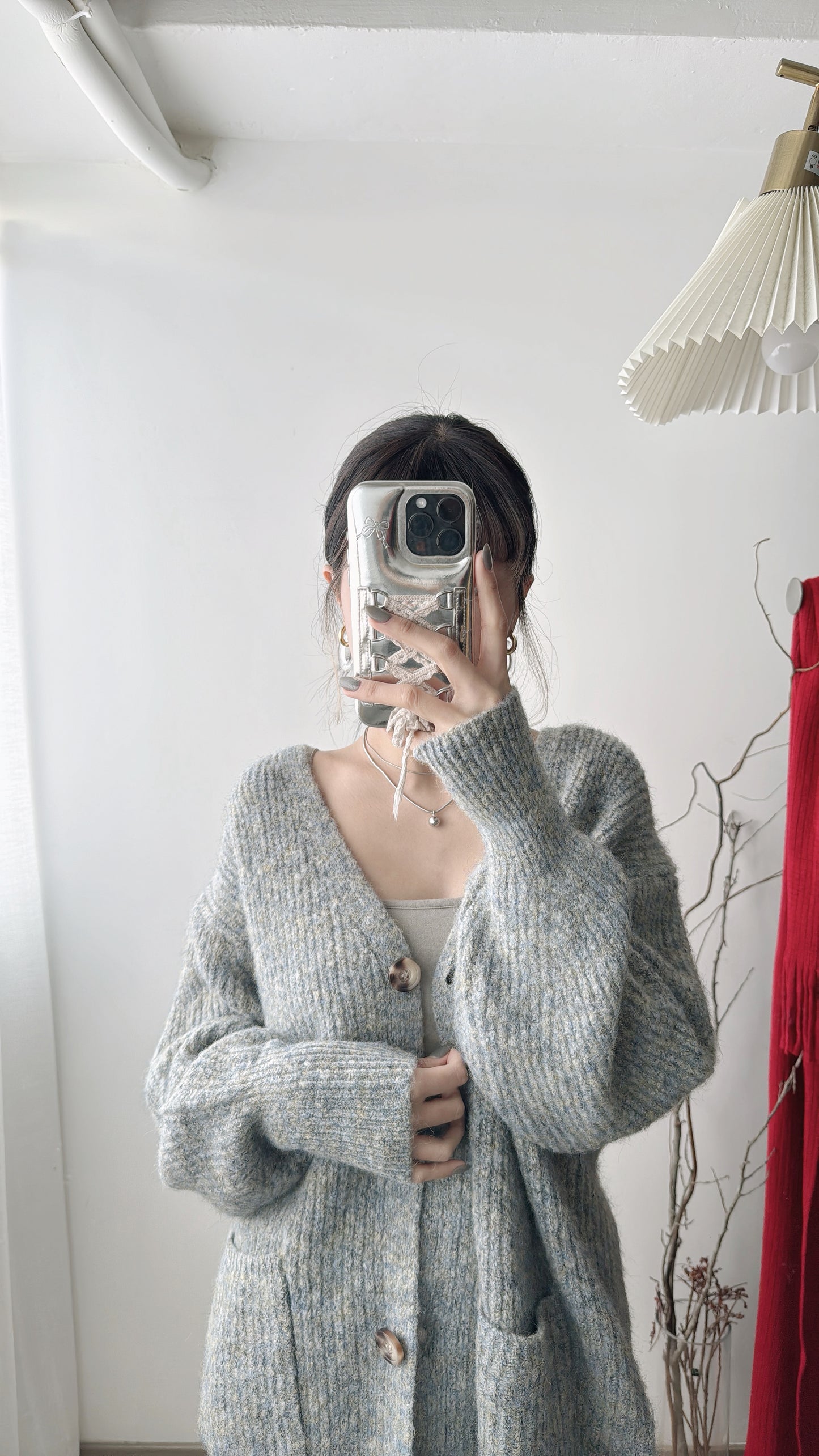 [ colorful spring! ] Libby Mixed-color cardigan/ light blue