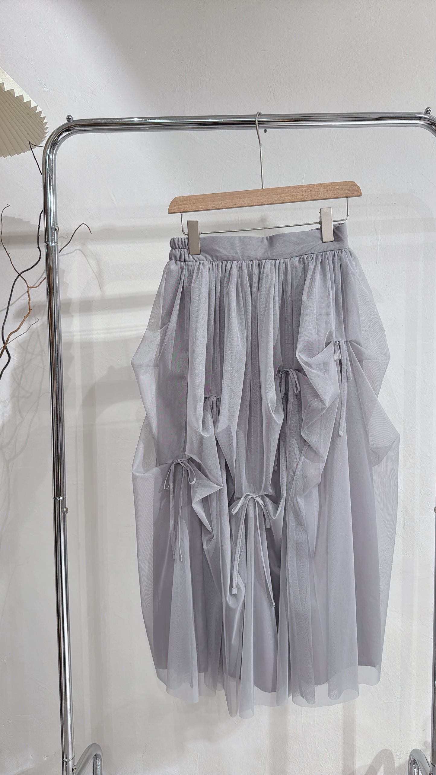 [現貨 ] Tied ribbon mesh skirt / 3 colors