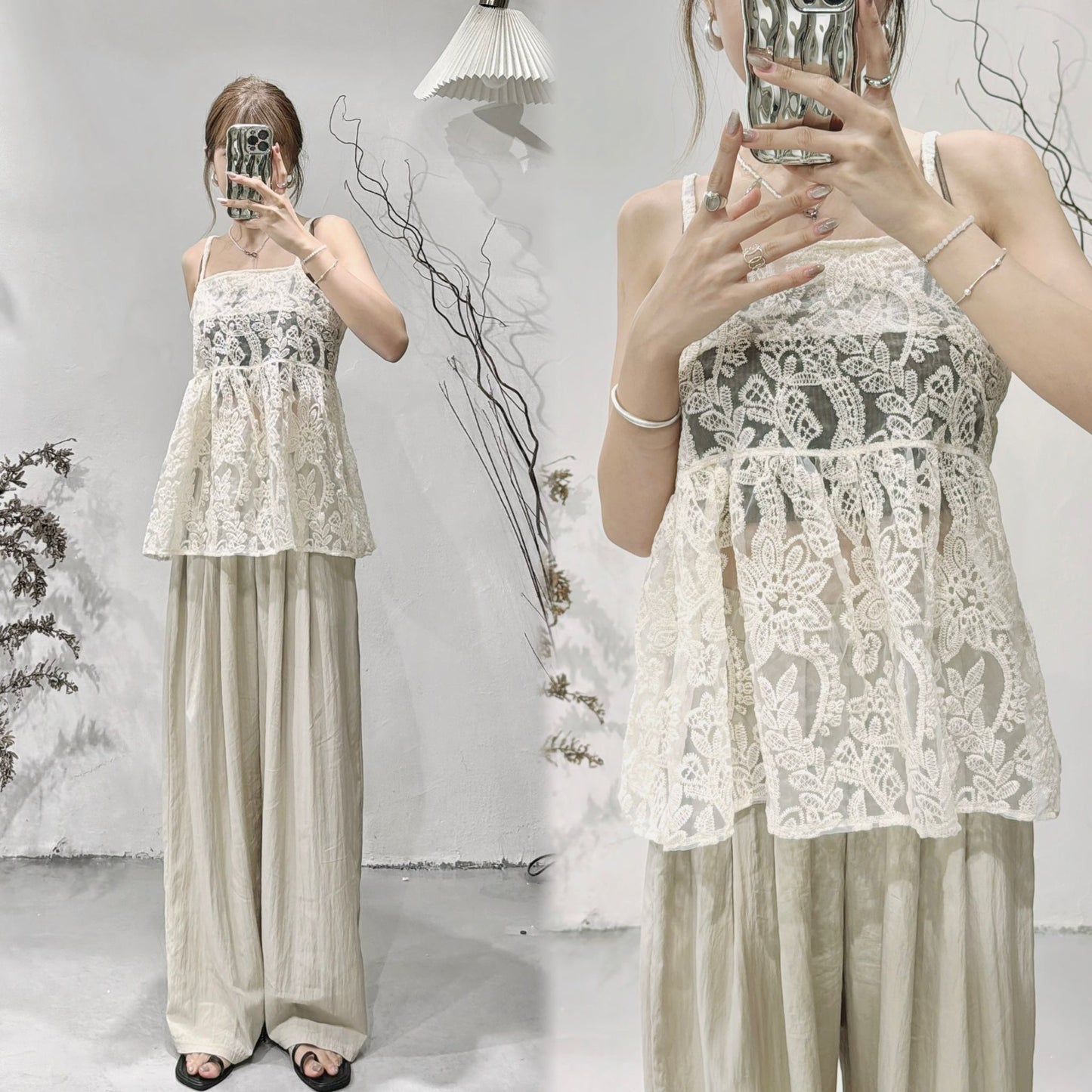 [ 現貨！完售即止！] Patterned Cami / ivory