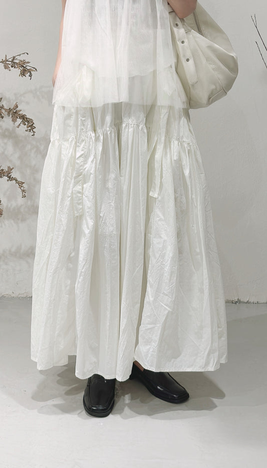 [ Details 滿滿！] Puff Puff Skirt / White