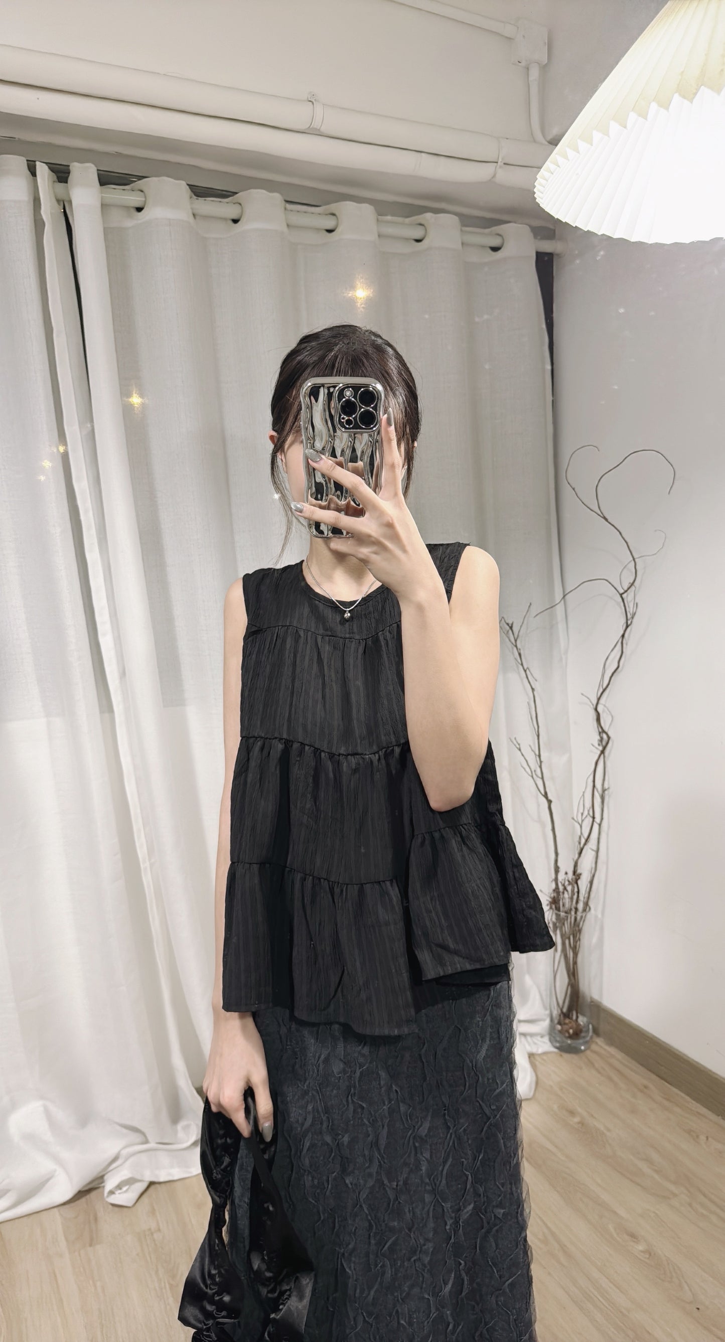 【BEST!】Cake layered top / black