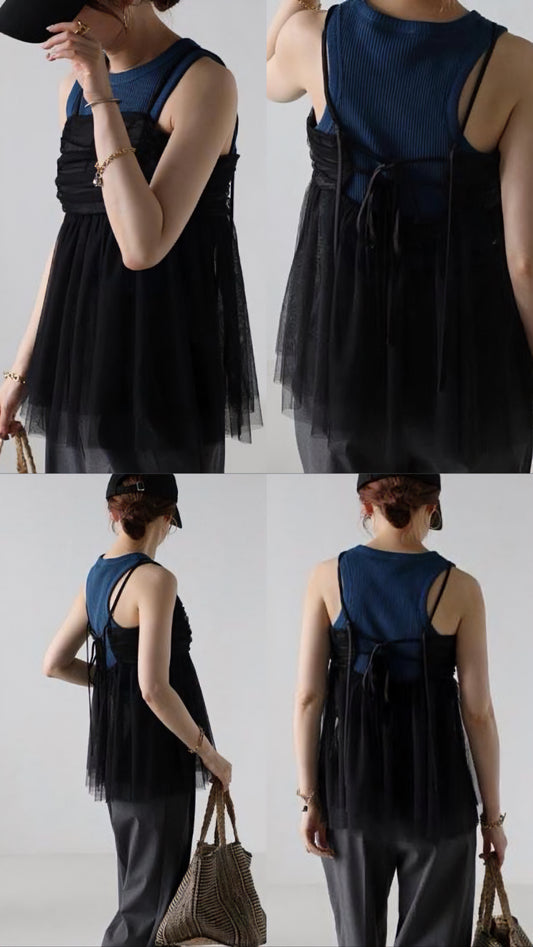 【早鳥價🥂預訂款！】Chiffon vest / black