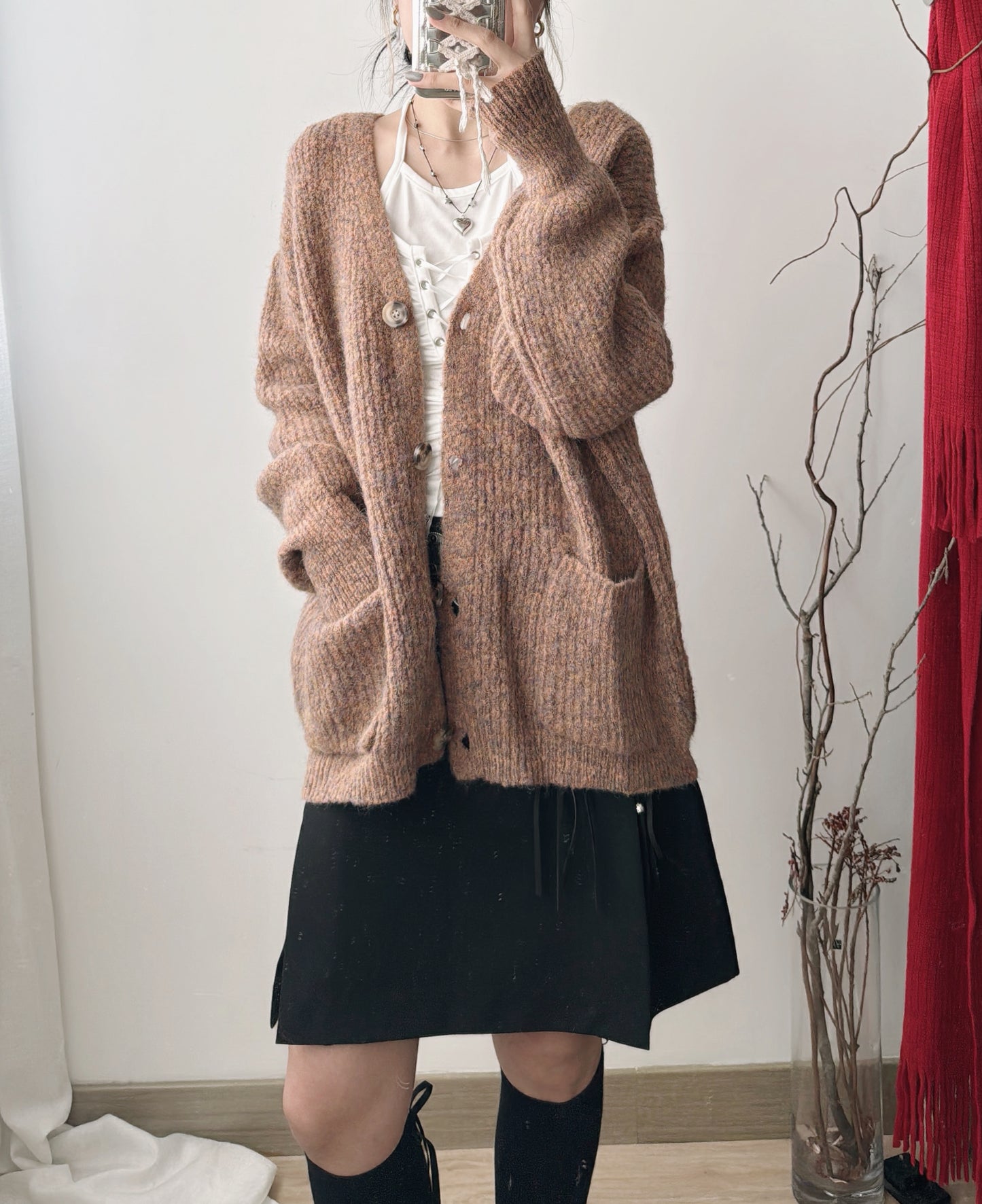 [ ✨colorful spring! ] Libby Mixed-color cardigan/ orange