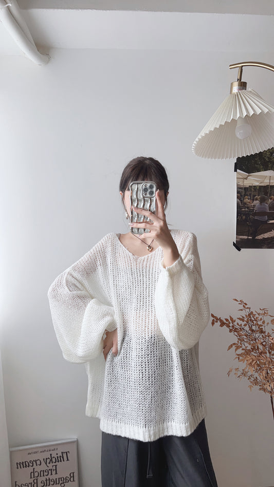 Mohair oversized top/ white