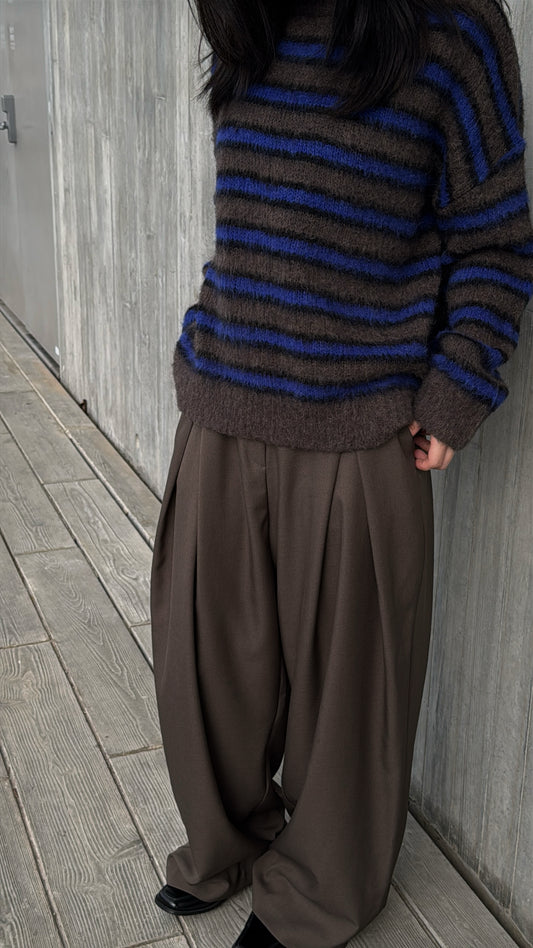 [ 直播92折適用!] brushed stripe knit / brown