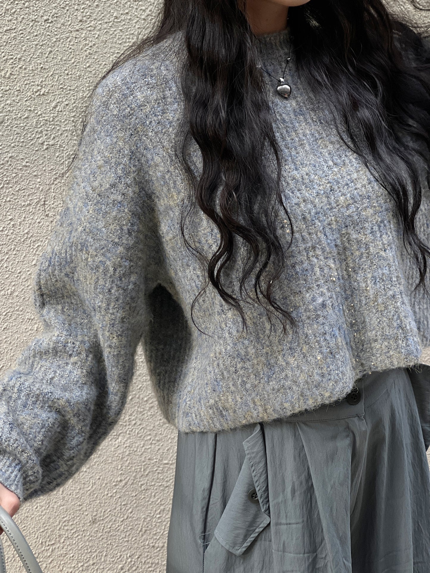 Mix Knit Top / Light Blue