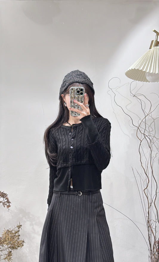 [ 直播92折適用!] layered cardigan/ black