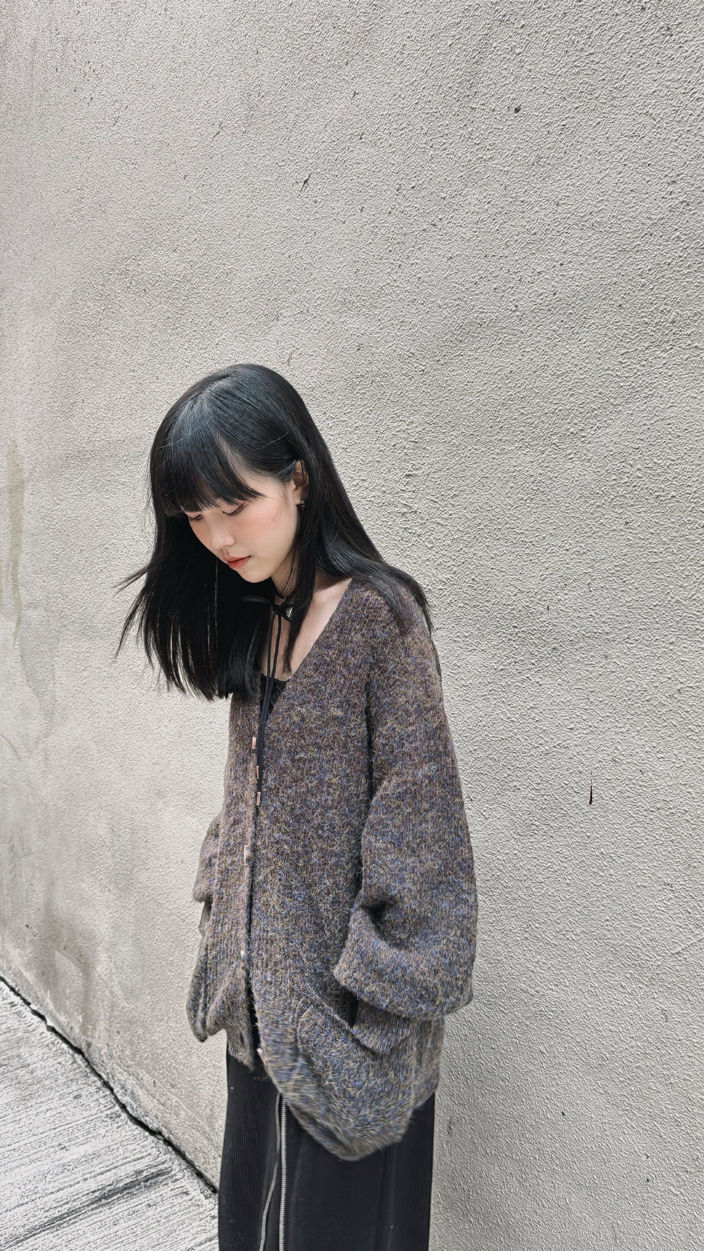 [ colorful spring! ] Libby Mixed-color cardigan/ brown