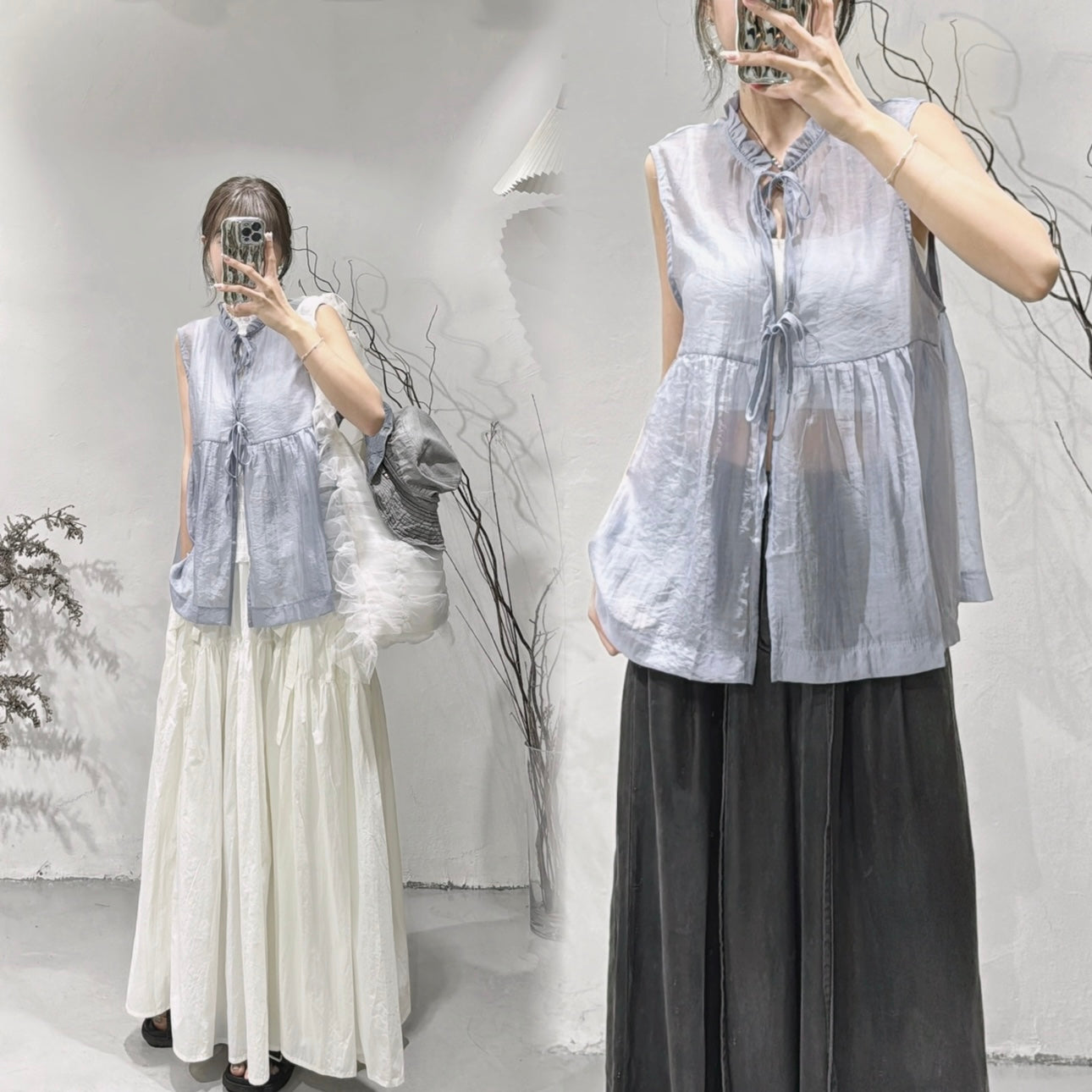 [ basic 易襯款！] Kody see through top / blue