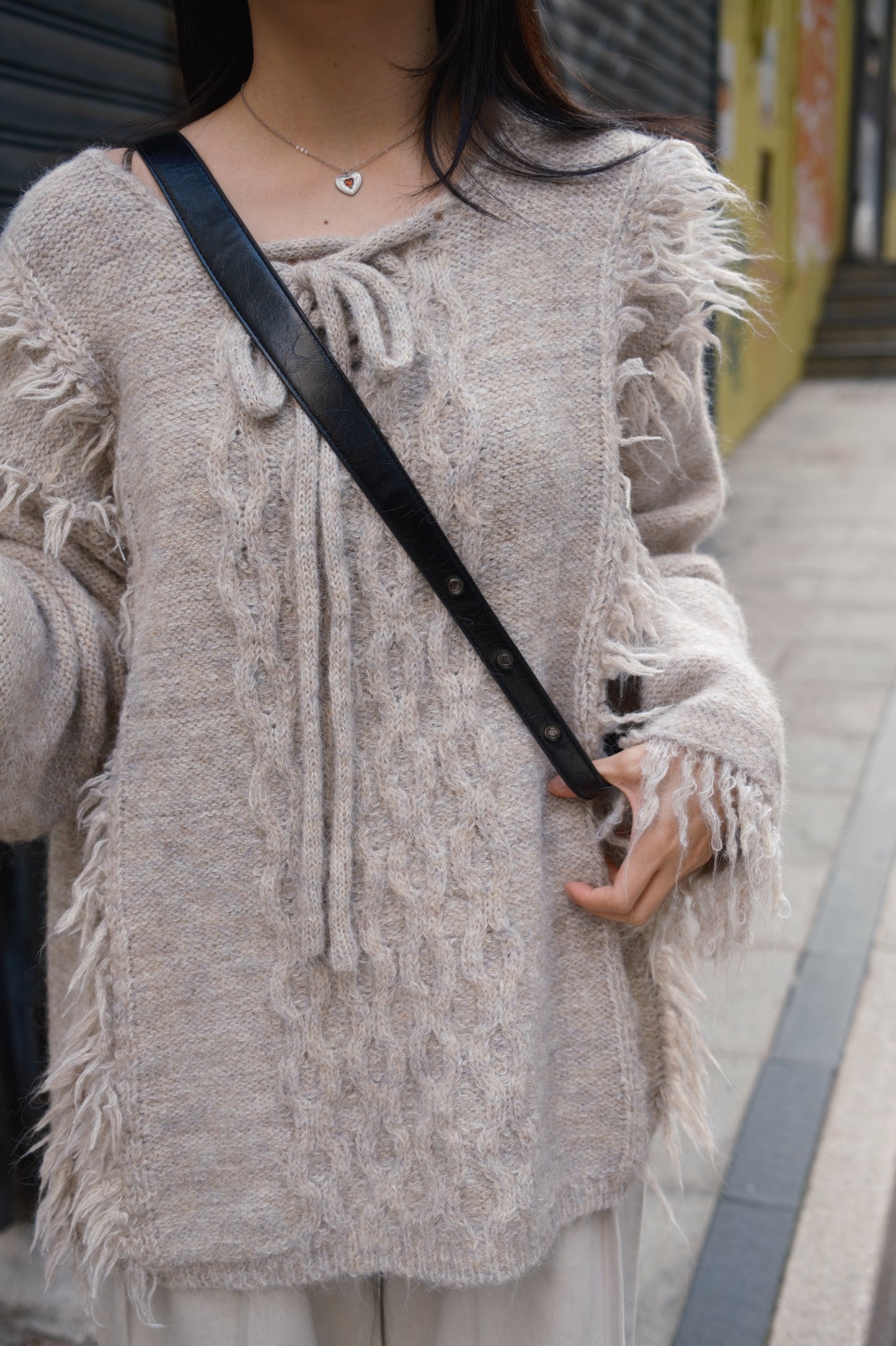 [ 冬日感 max! ] fringed knit/ ivory