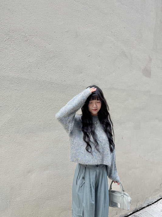 Mix Knit Top / Light Blue