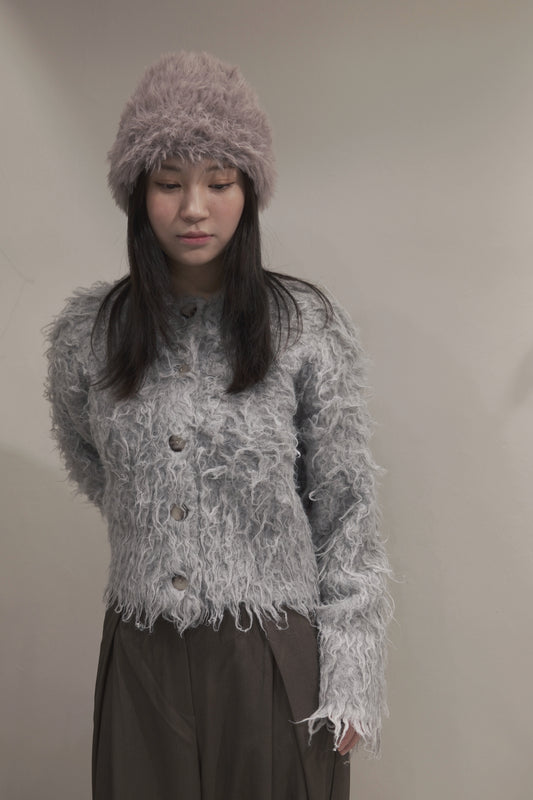 [ 混色肌理感！絕美！] Mixed-color wool-blend cardigan/ grey