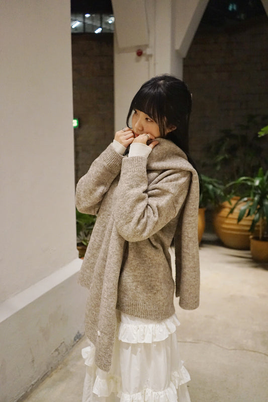 Scarf Paris knit sweater - Beige