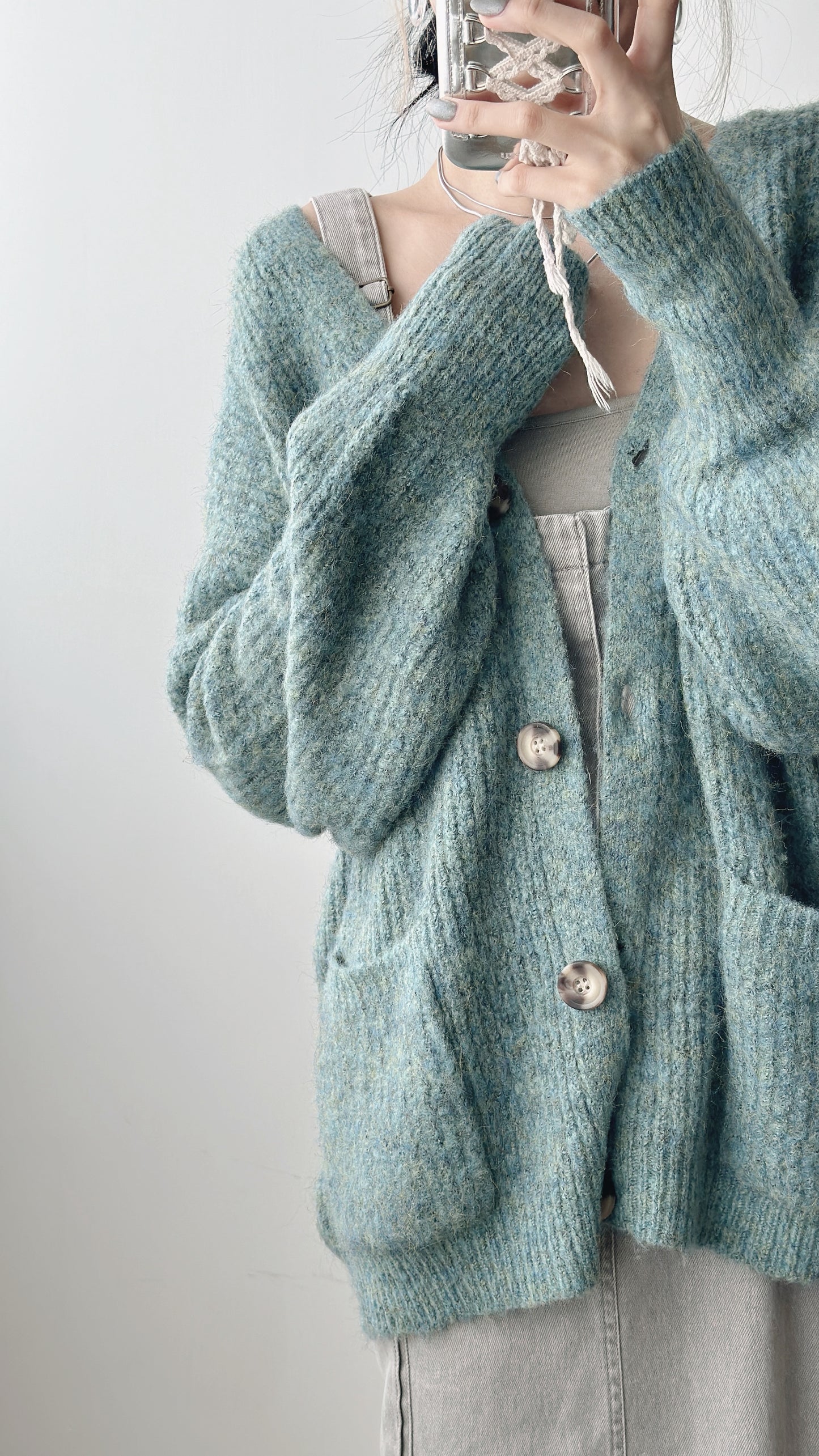 [ ✨colorful spring! ] Libby Mixed-color cardigan/ blue