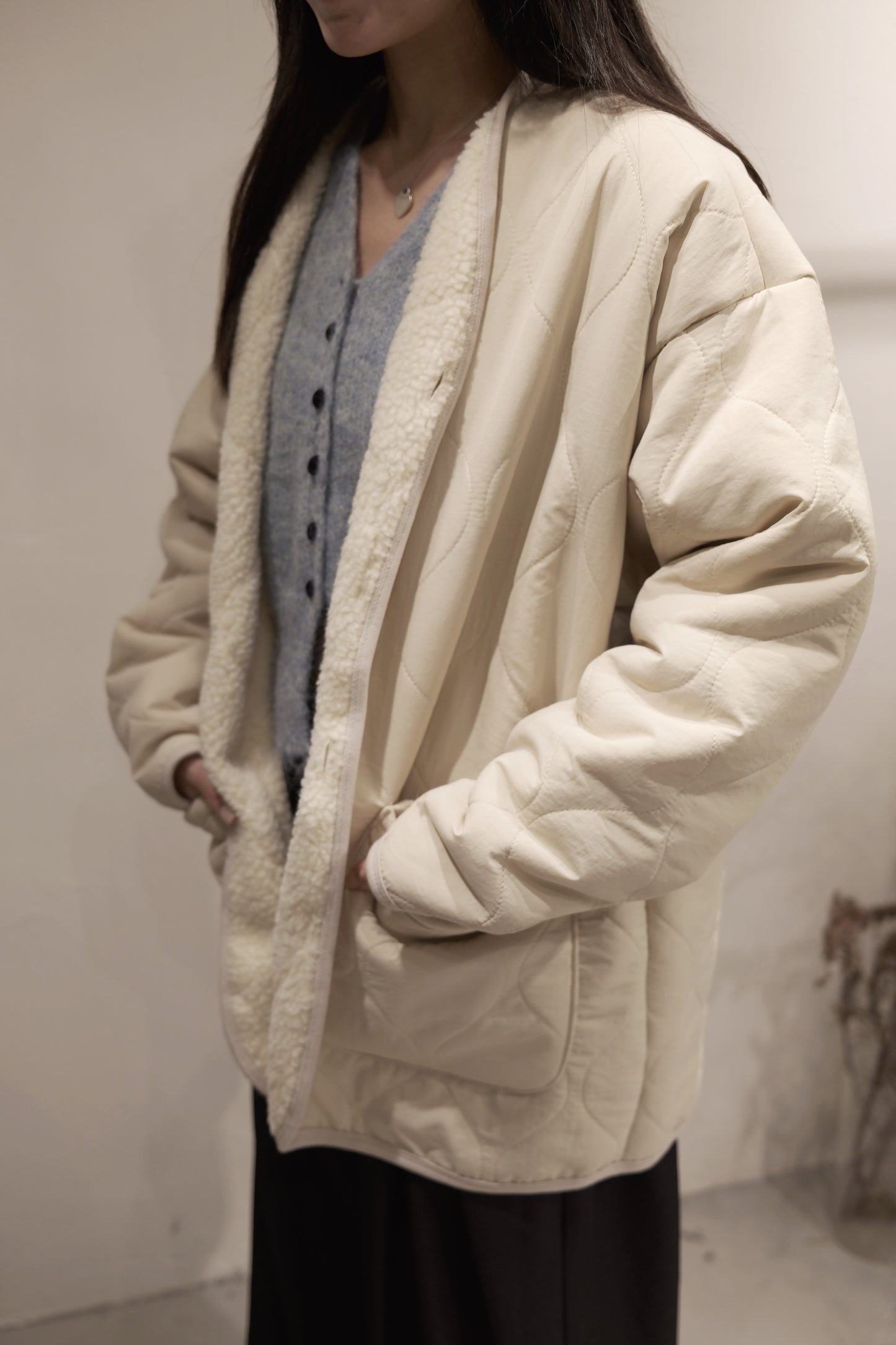 [ 男女可穿！unisex！] Padded fleece jacket/ ivory