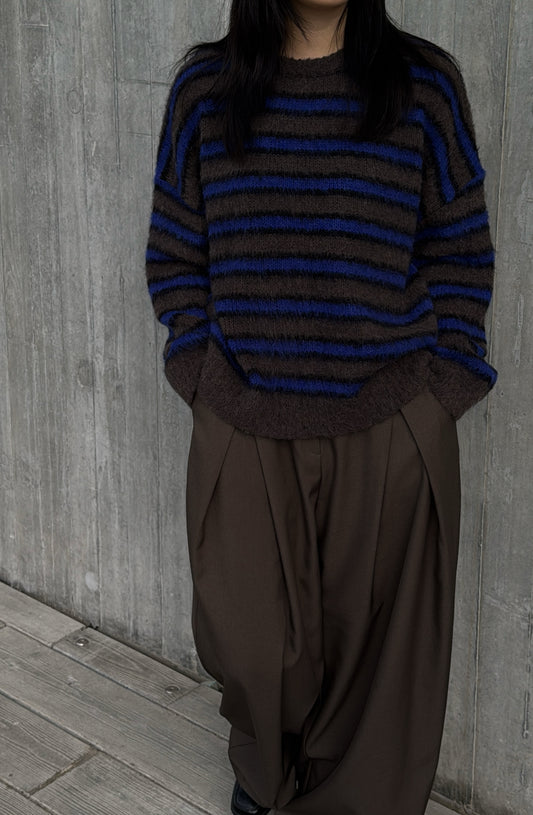 [ 直播92折適用!] brushed stripe knit / brown