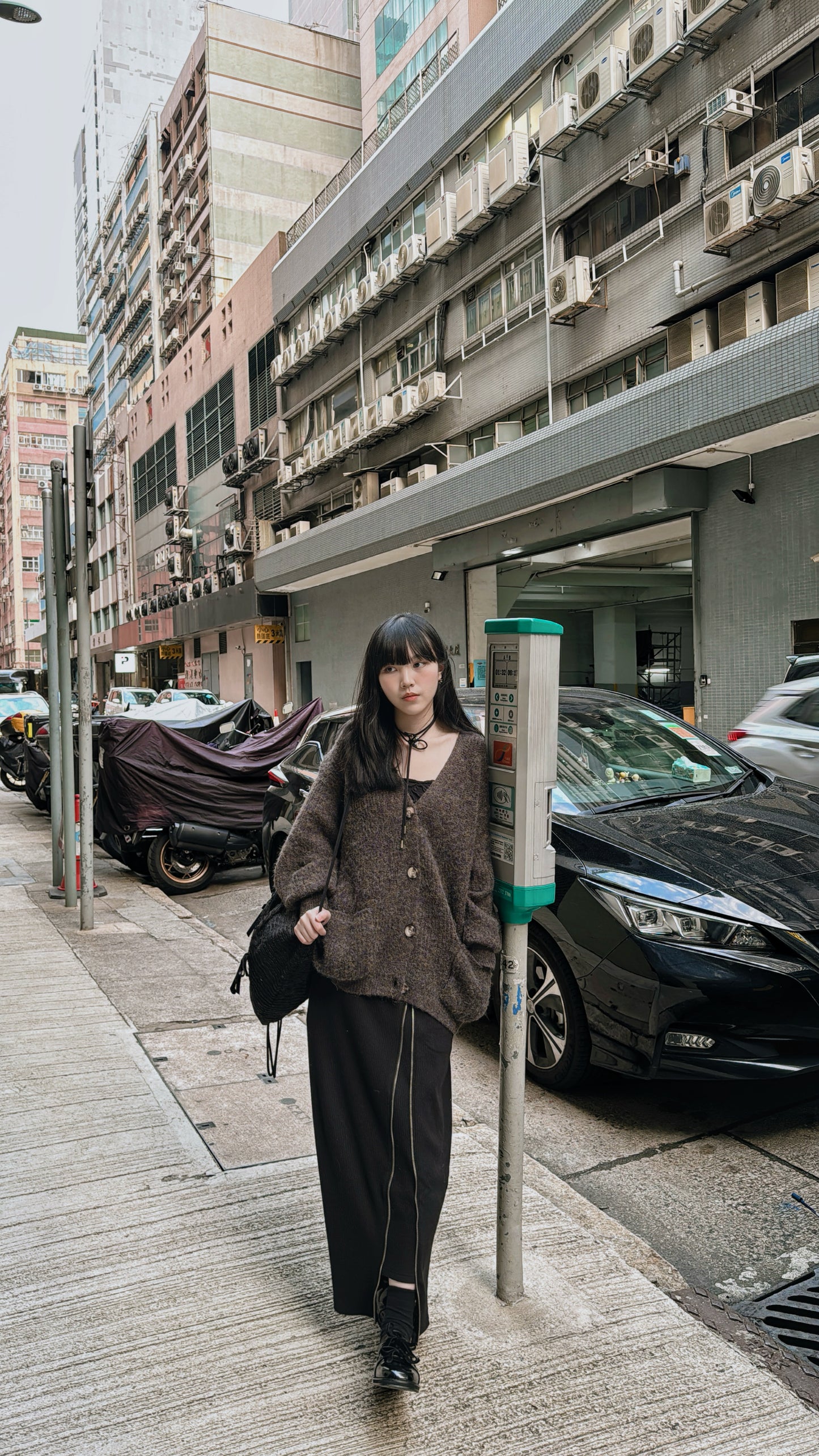 [ colorful spring! ] Libby Mixed-color cardigan/ brown