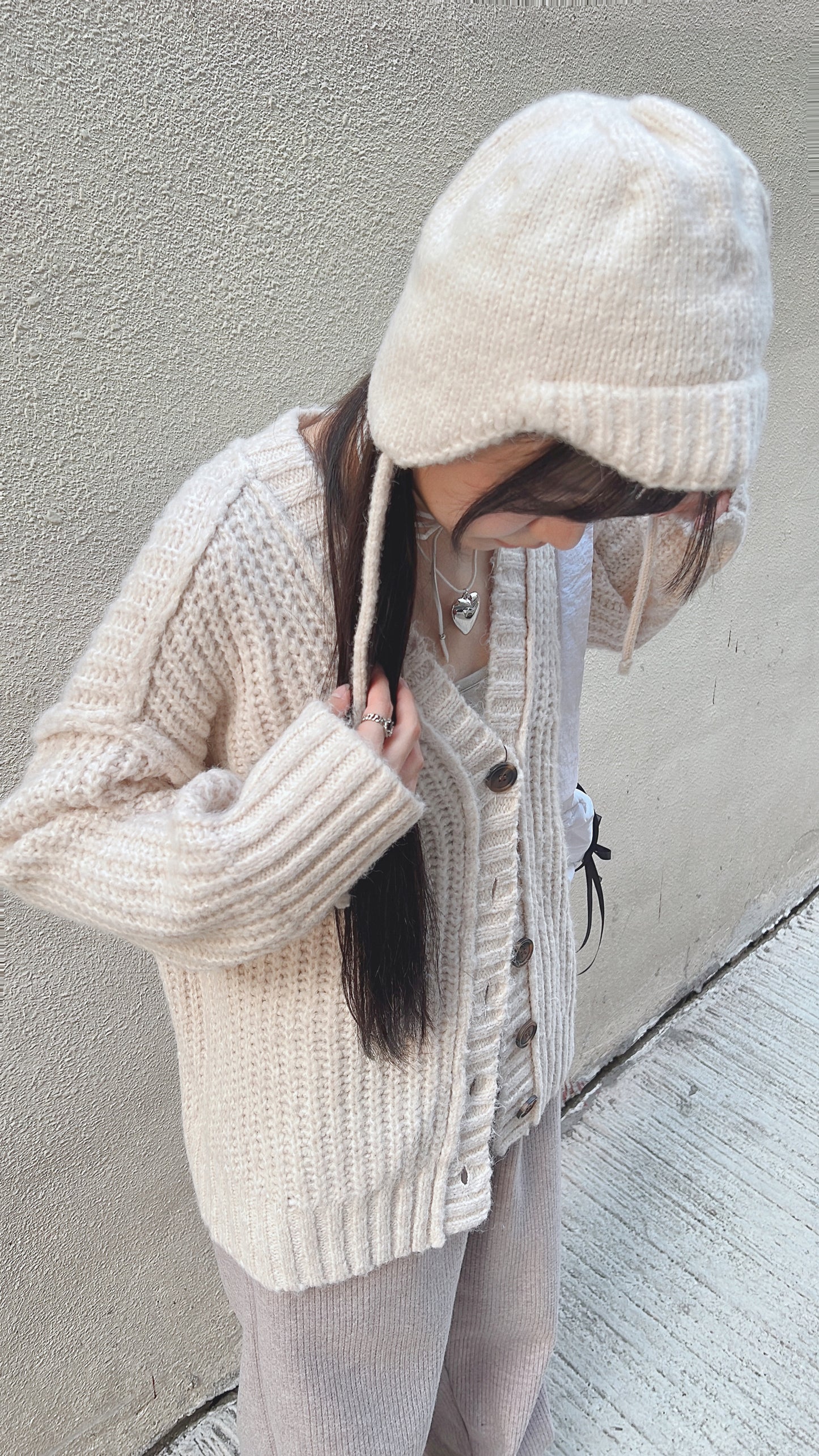 【✨店主PICKS!】 Y collar knit outer / ivory