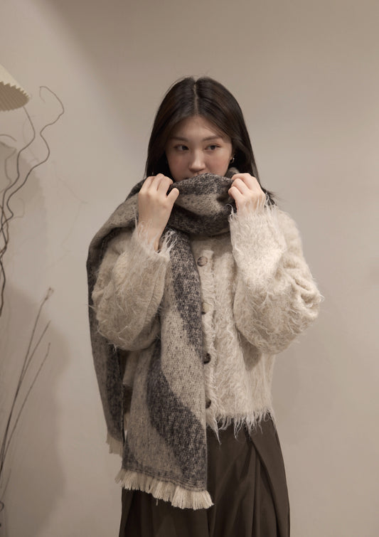 [ 混色肌理感！絕美！] Mixed-color wool-blend cardigan/ beige