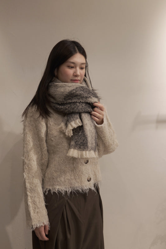 [ 混色肌理感！絕美！] Mixed-color wool-blend cardigan/ beige