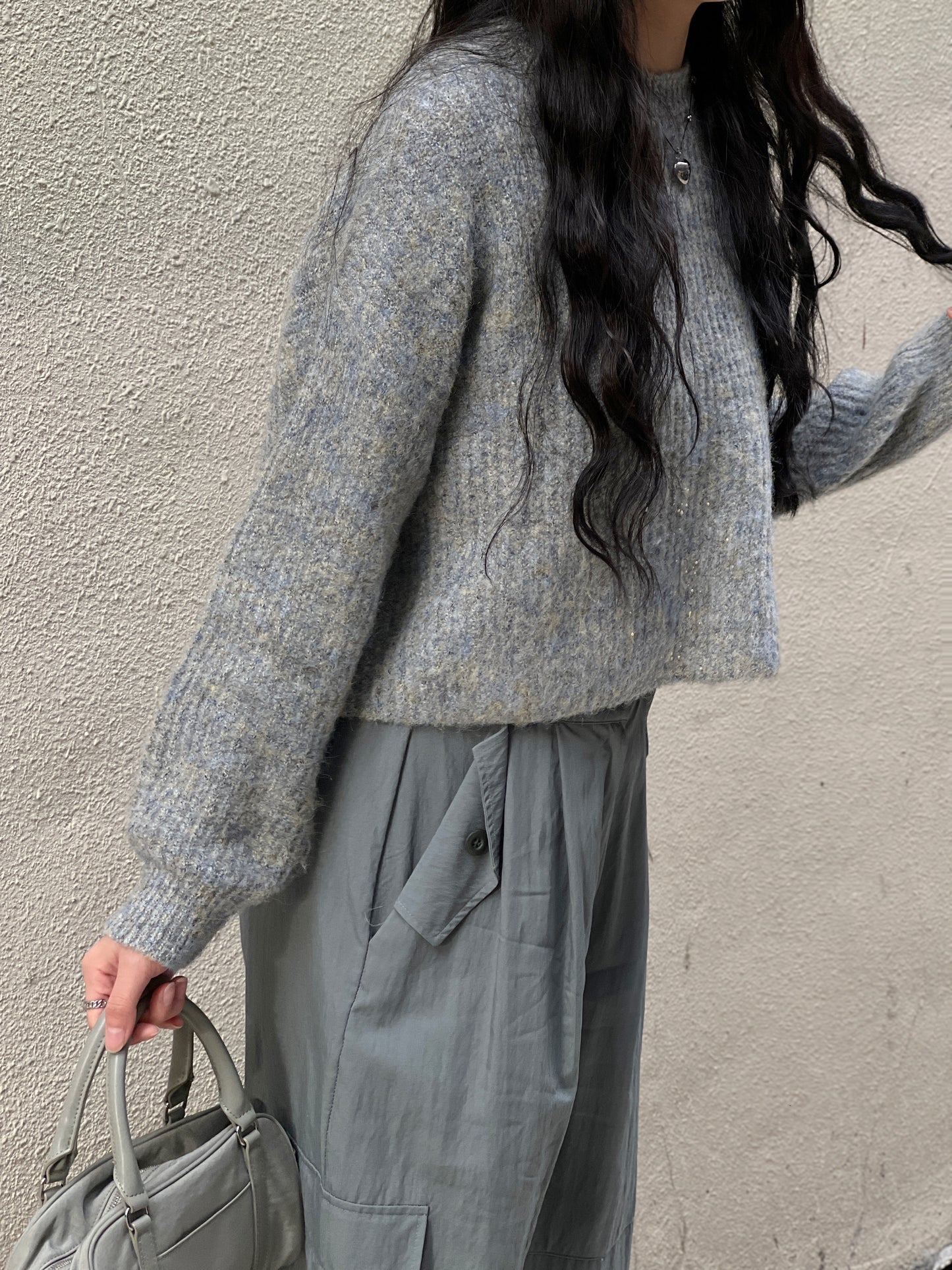 Mix Knit Top / Light Blue