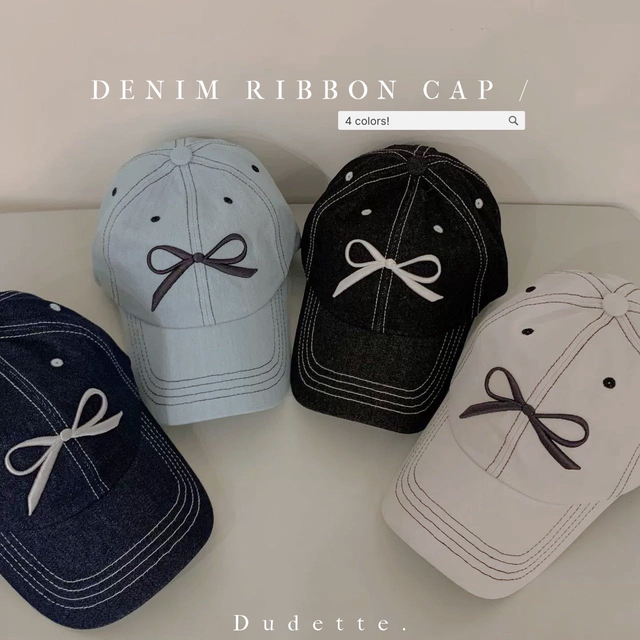 【顯臉小！】denim ribbon hat/ 4 colors