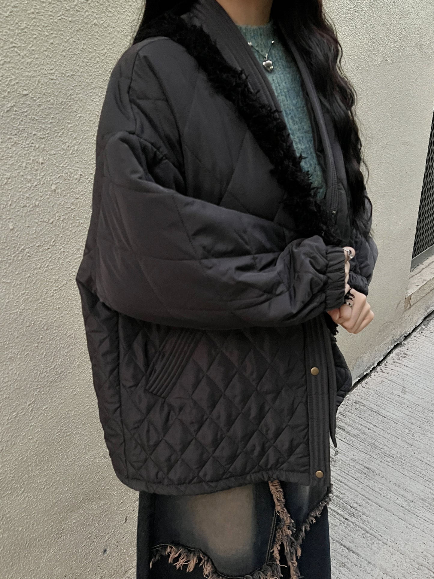 Kimono padded jacket / Charcoal