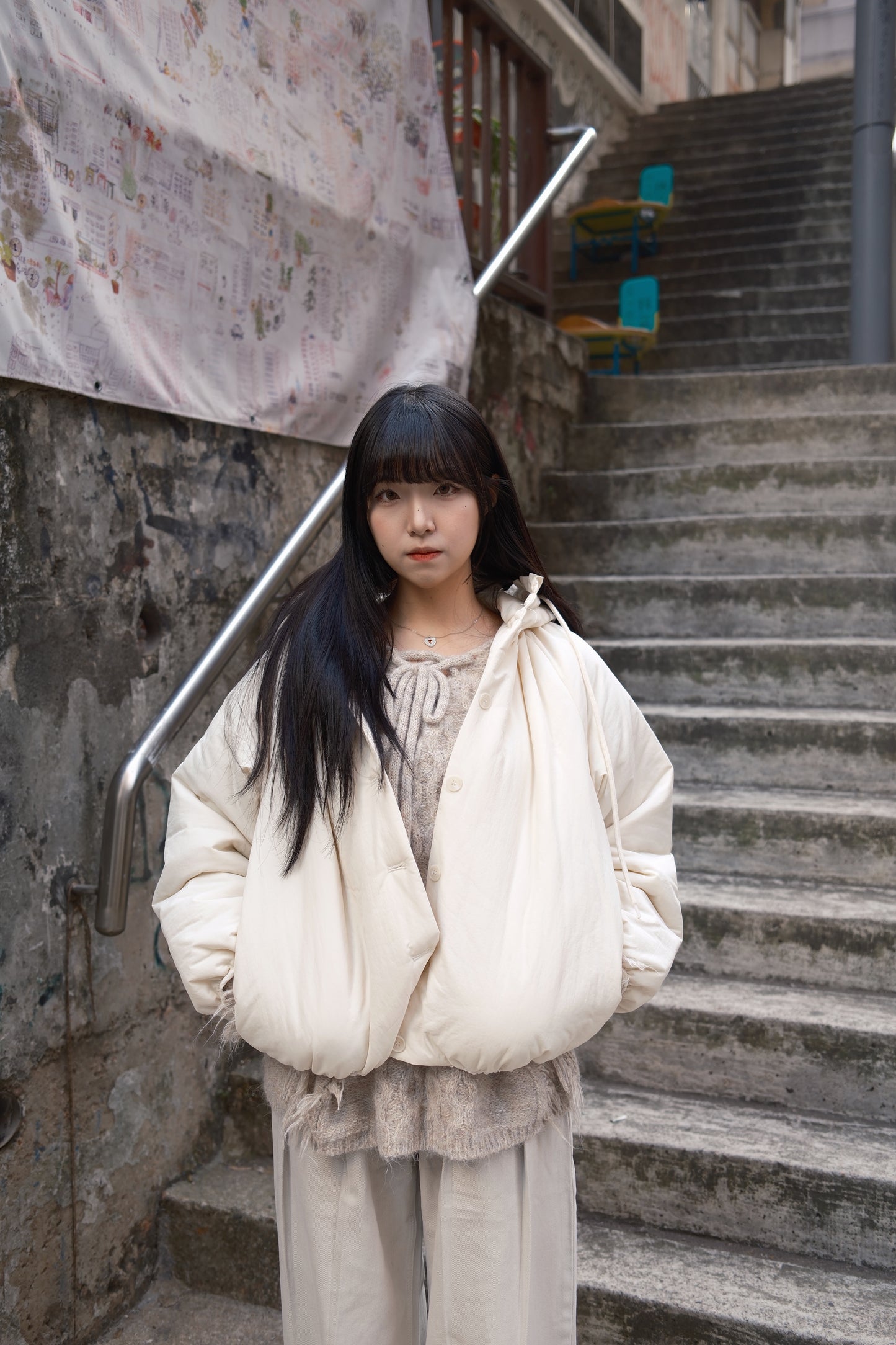 [ 冬日感 max! ] fringed knit/ ivory