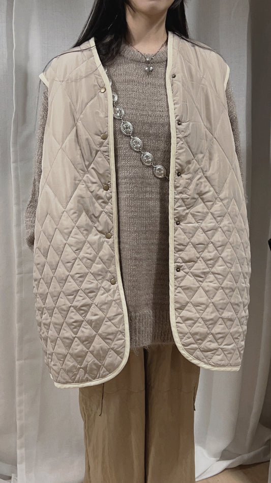 2-ways padded vest/ ivory