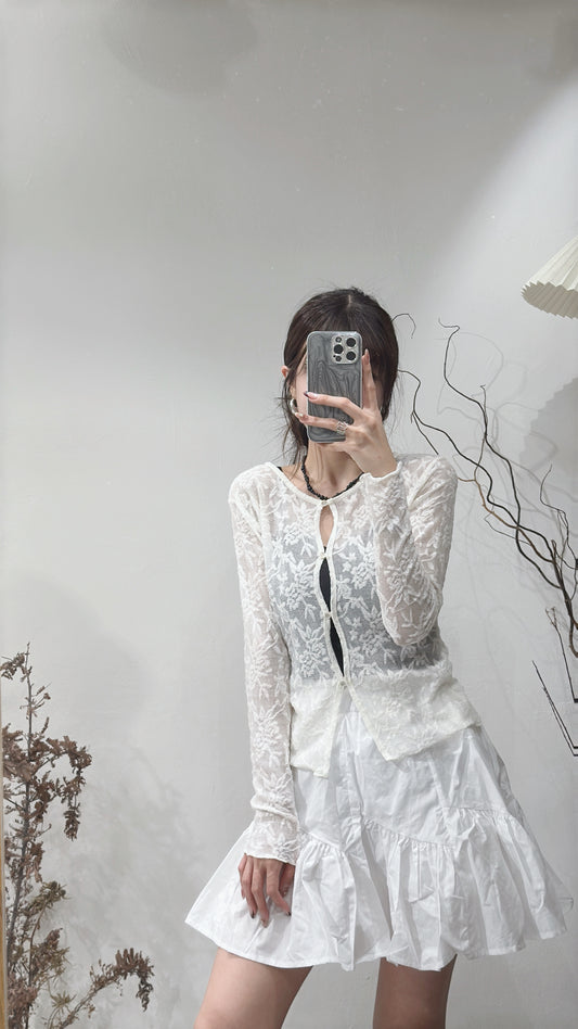 [ 店主自留🐈‍⬛ 超親膚！] Lace 2-ways top/ ivory