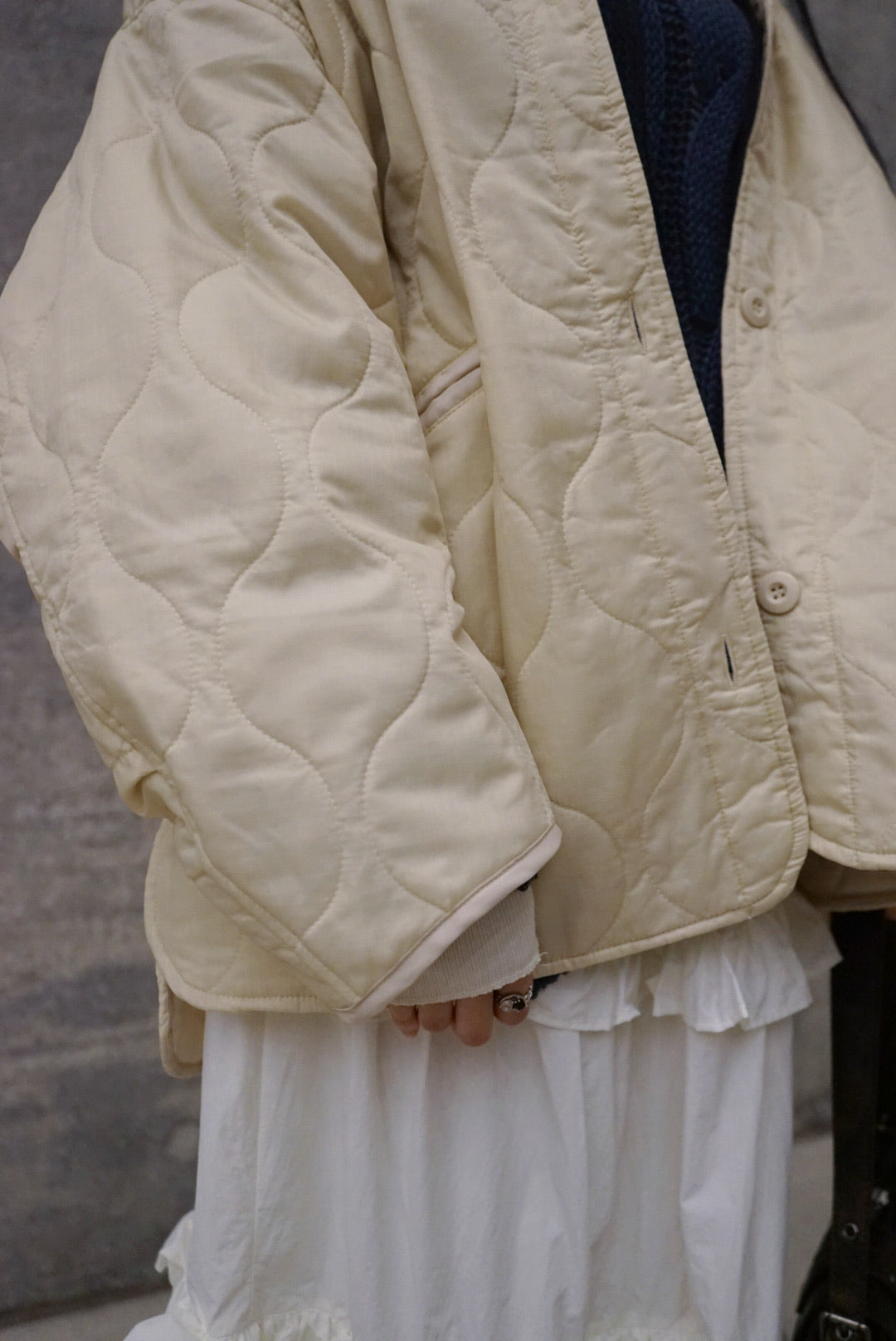 【日系感 UPUPUP!🎀】Padded worker jacket - Cream