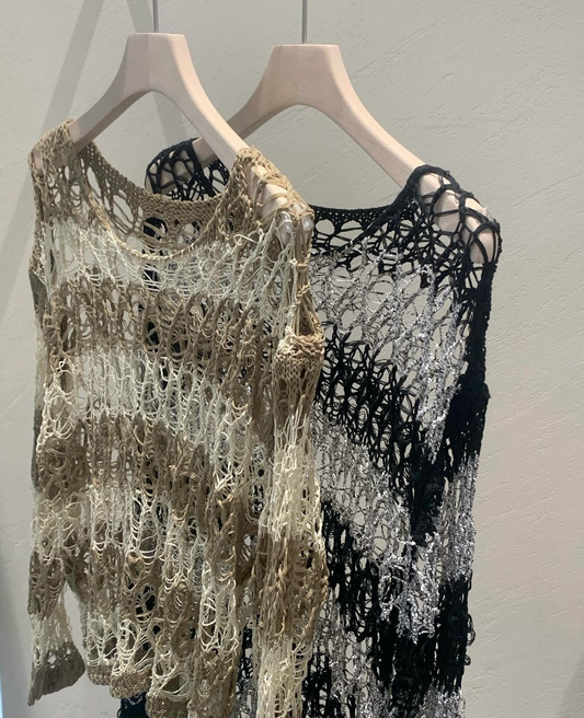 [夏日必備！] Kiwi crocheted net top/ black