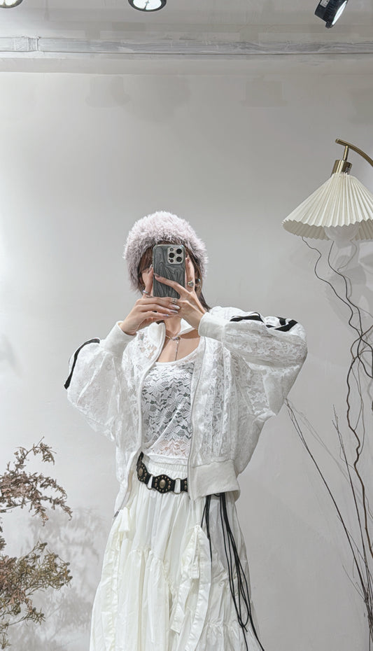 [ 店主今期的大推! ] Lace sporty outer / white