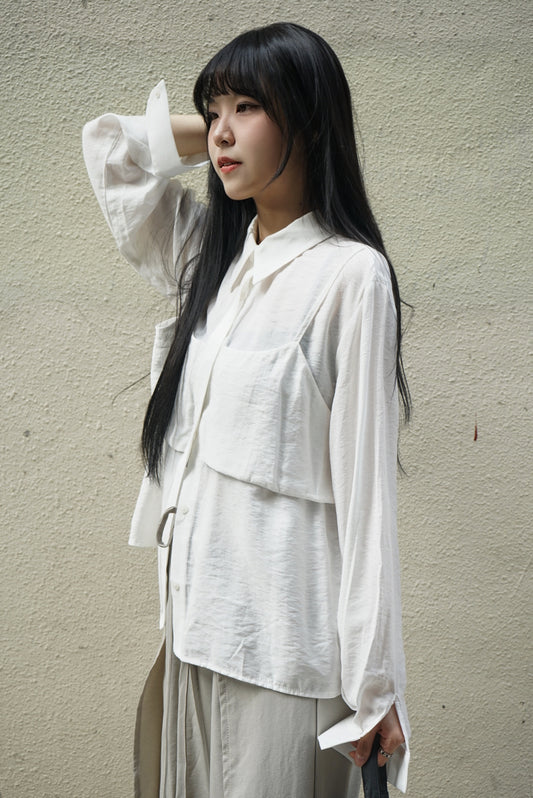 Fake vest blouse/ ivory