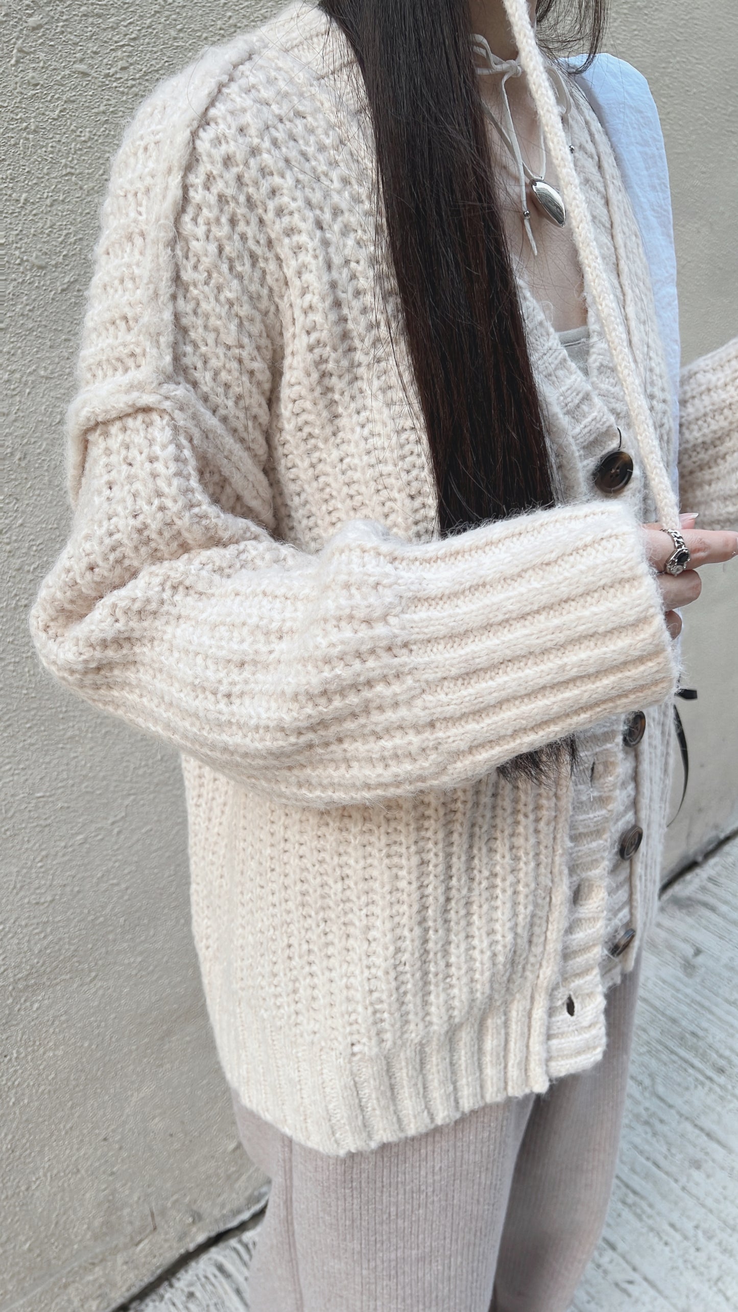 【✨店主PICKS!】 Y collar knit outer / ivory