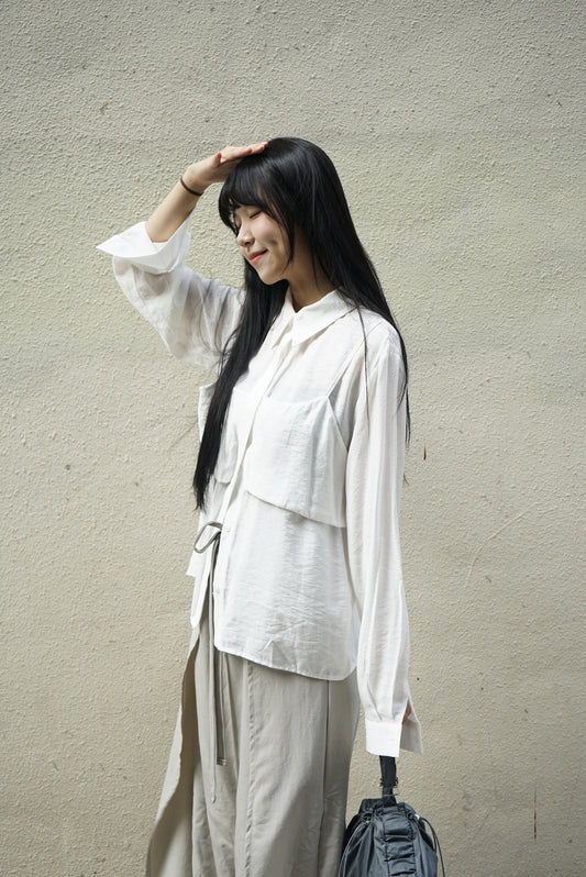 Fake vest blouse/ ivory