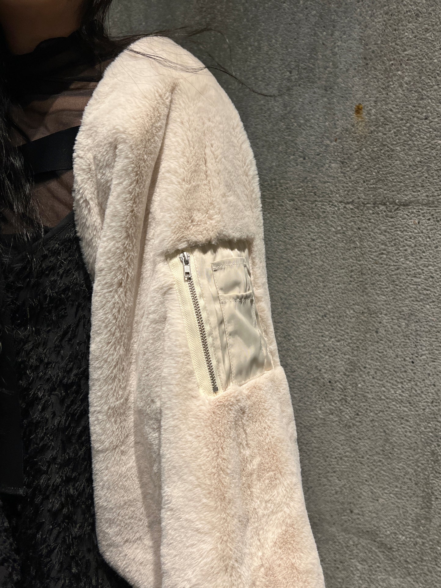 Fur Bomber Jacket / White