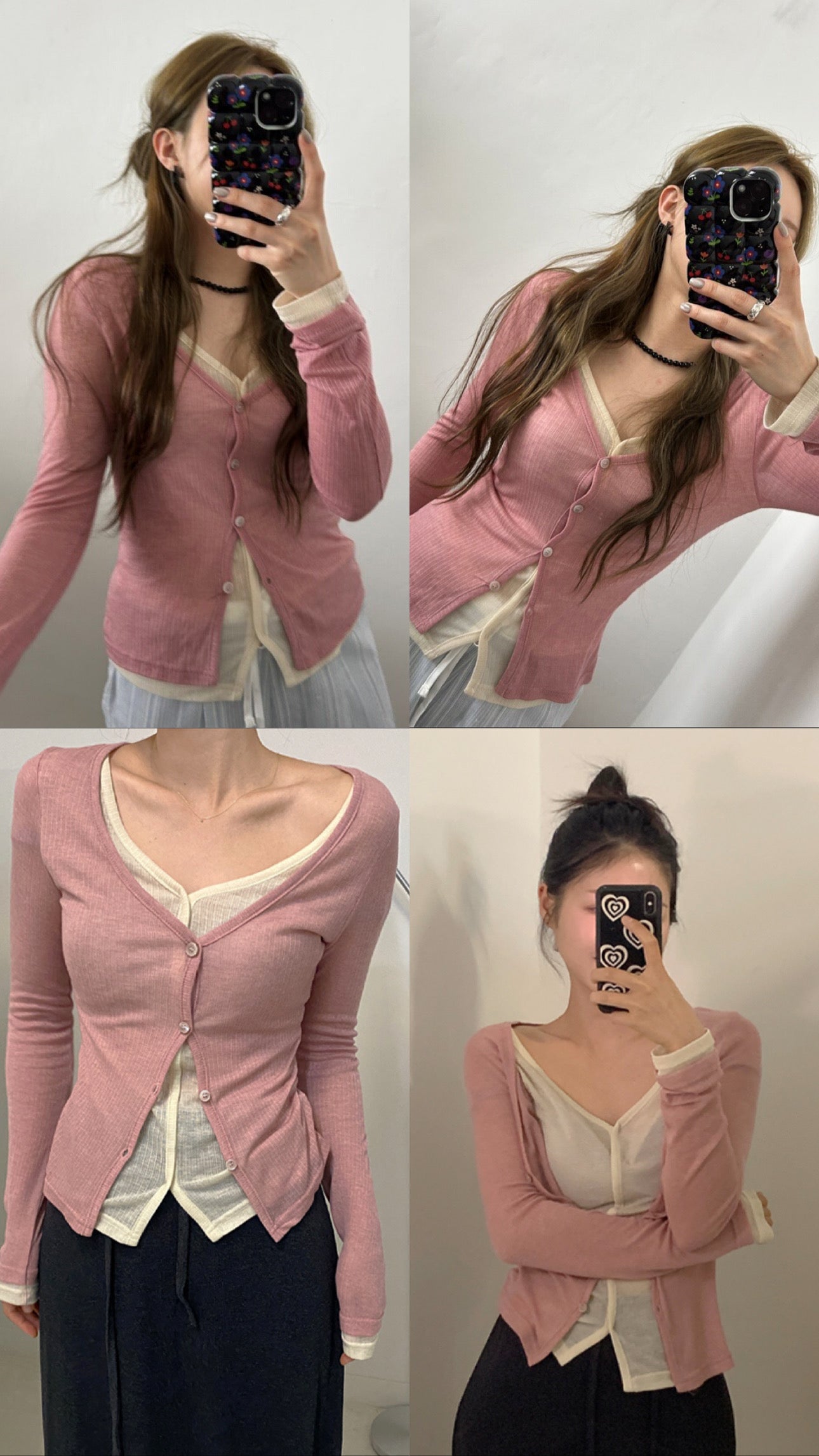 [ basic! must have! ] layered long sleeve / pink