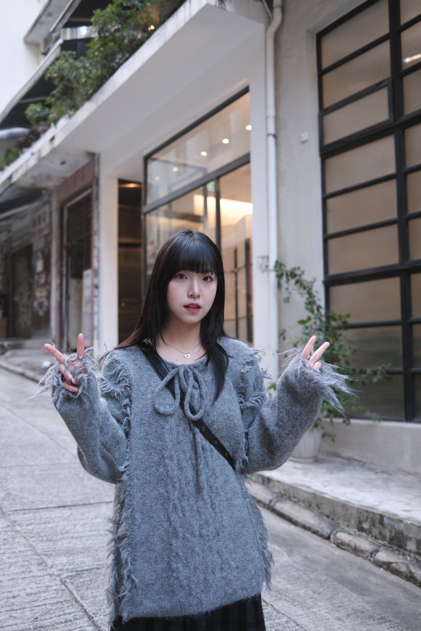 [ 冬日感 max! ] fringed knit / charcoal