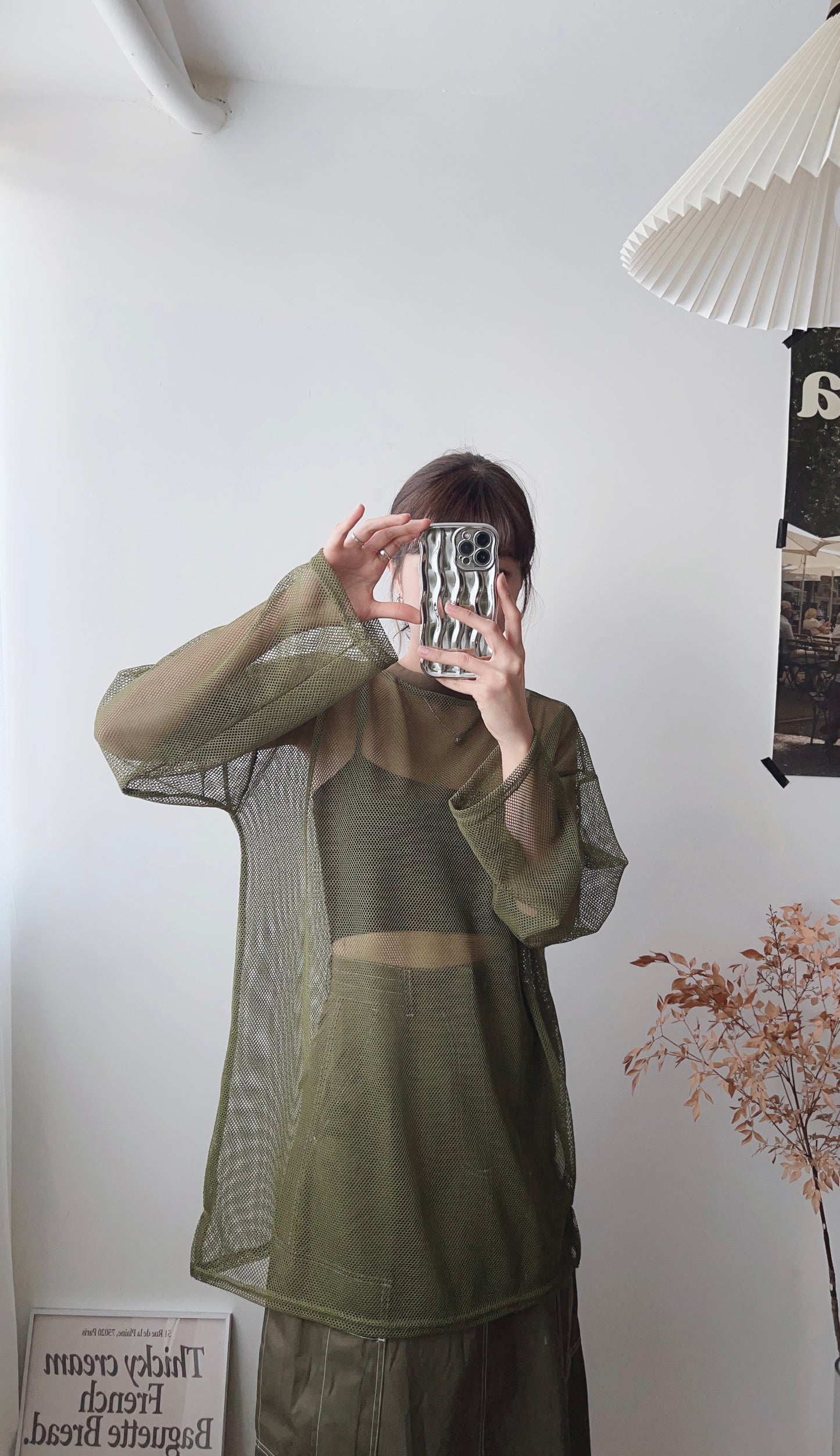 Mesh oversized top/ olive