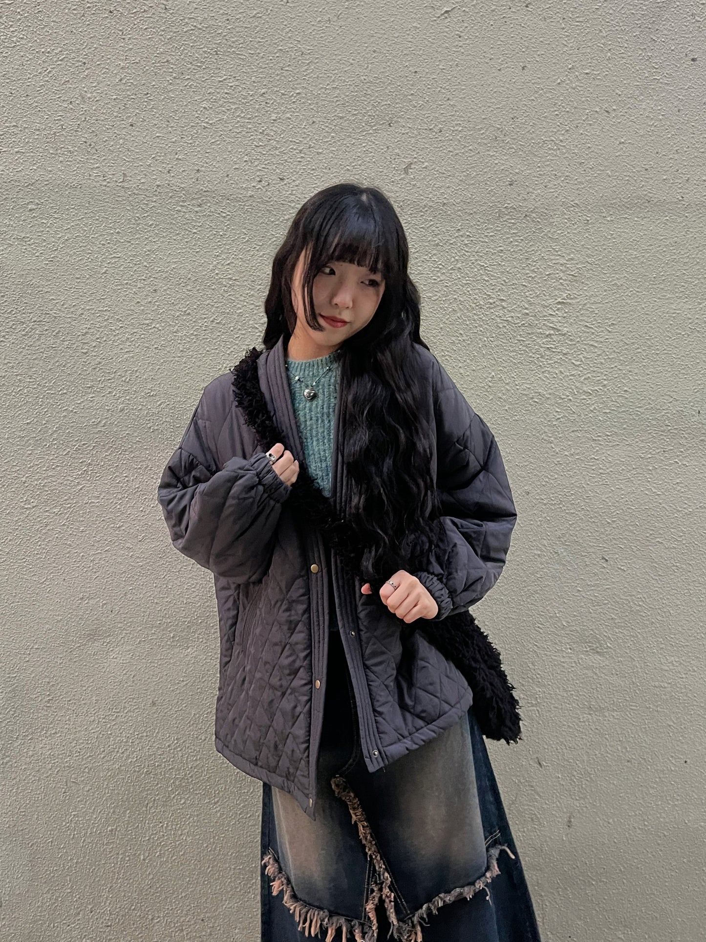 Kimono padded jacket / Charcoal