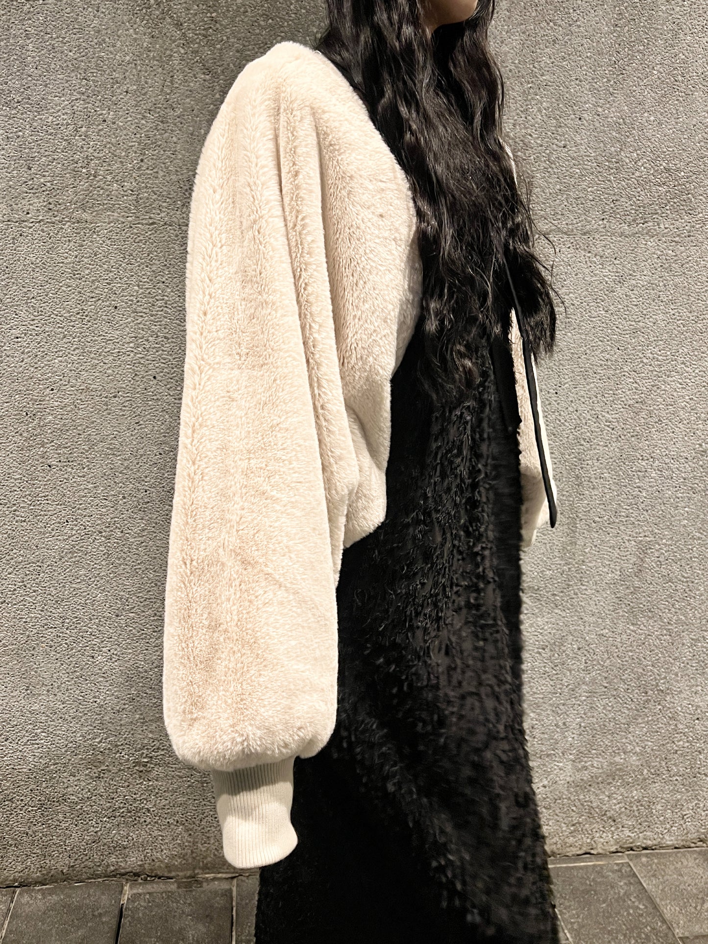 Fur Bomber Jacket / White