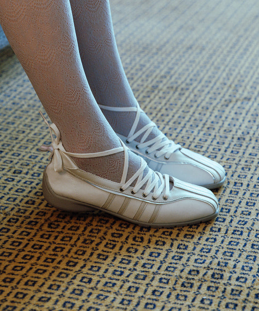 【Rockfish!】Bliss Laceup Sneakers - Cream Pearl