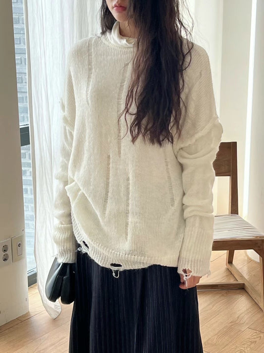 [ 直播92折適用!] Mohair rough vintage knit / white