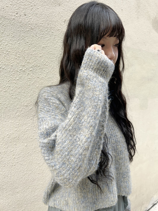 Mix Knit Top / Light Blue