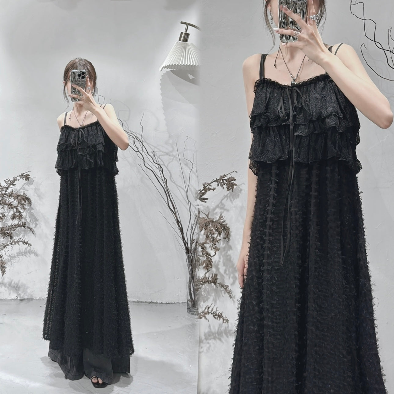 [ 必入！布料超美！] Lace 2-ways cami / black