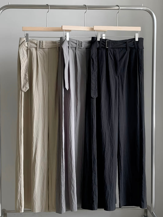 Twisted belted pants / 3 colors