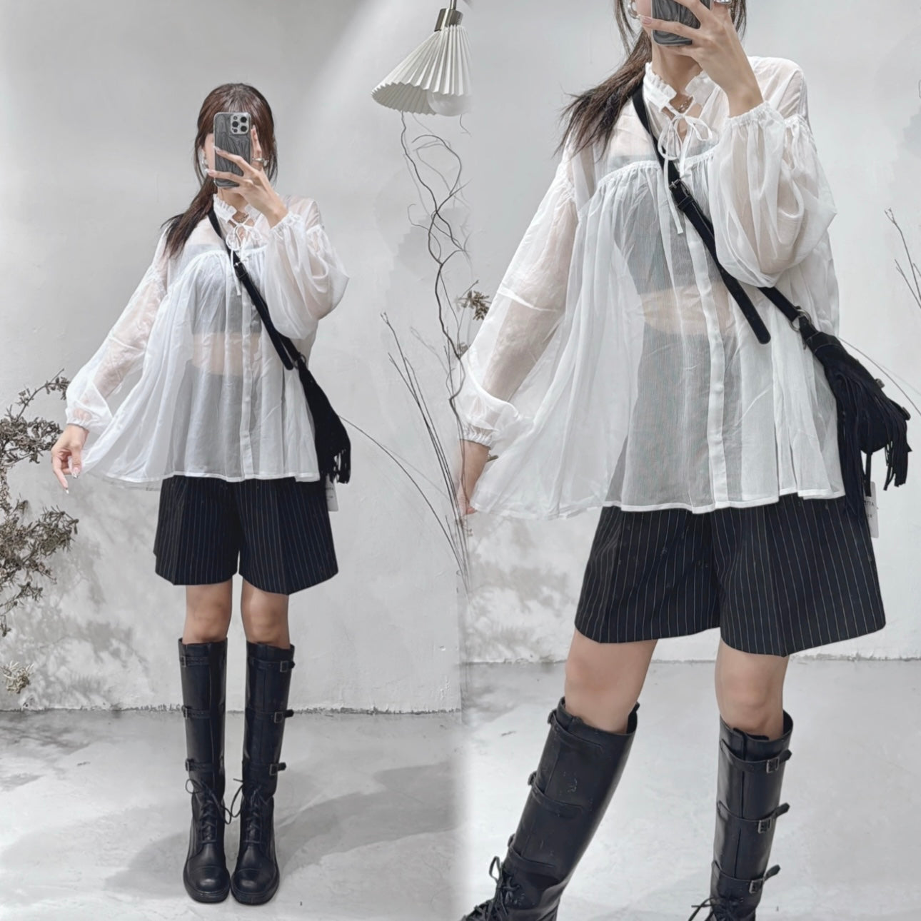 [直播92折適用!] Limited stock! See through blouse/ white