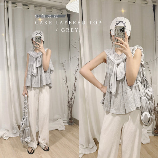 【BEST!】Cake layered top / grey